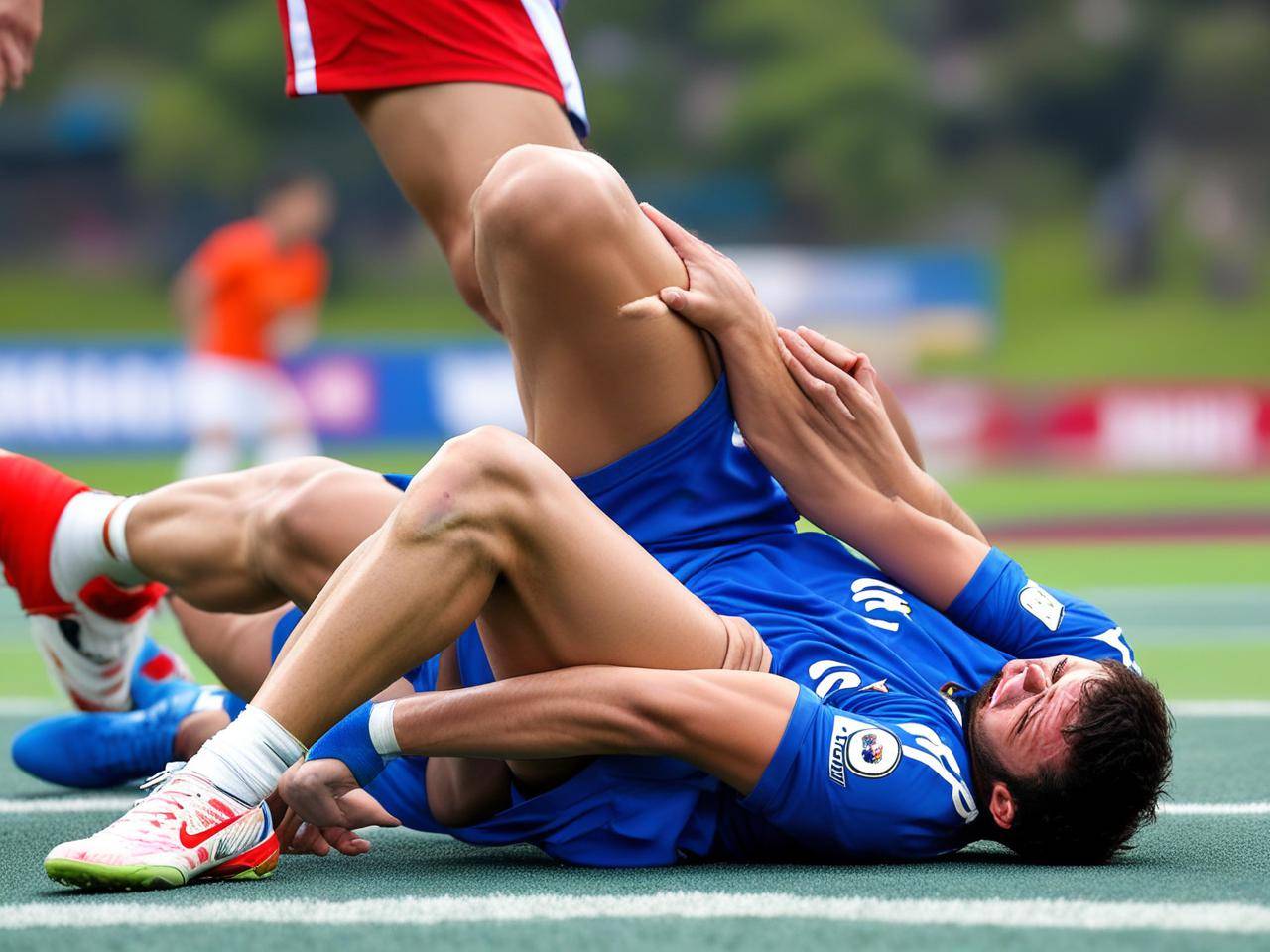 足球场上,运动员们展现顽强意志 足球场上,运动员们展现顽强意志